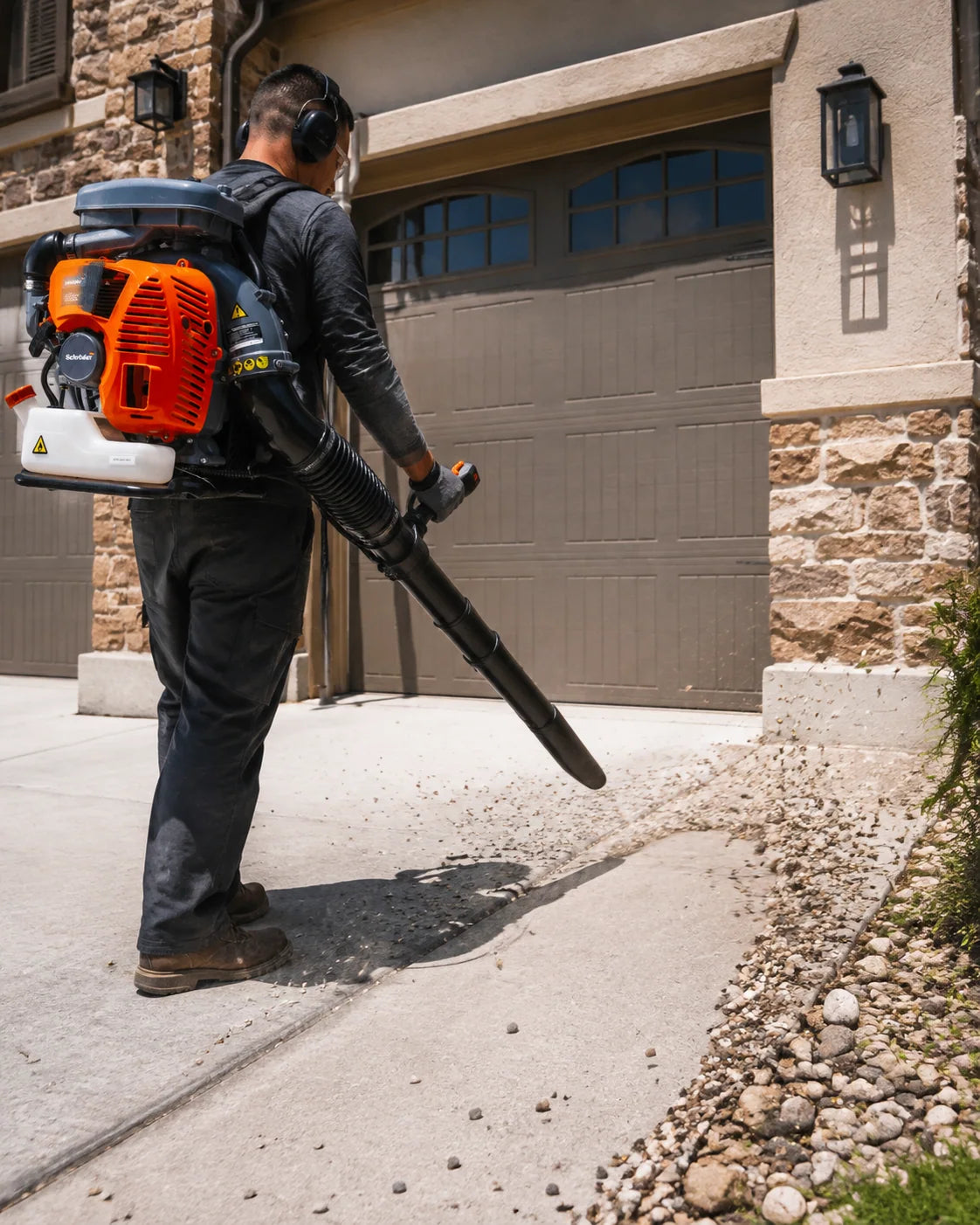 Schröder SR-6400L backpack leaf blower in action — Clear the tight spots